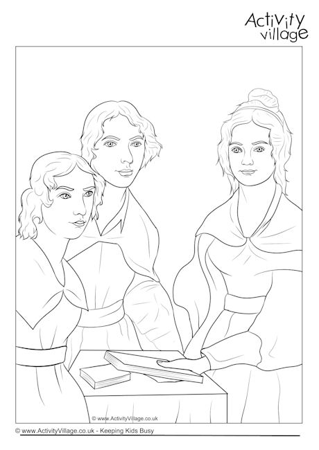 The Brontë Sisters colouring page