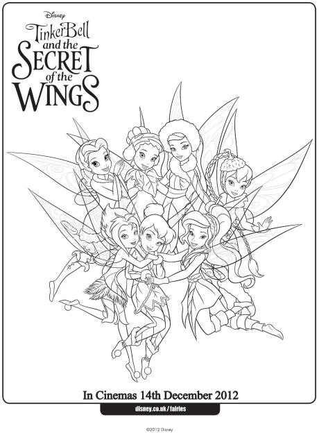 Tinkerbell and Fairies Colouring Page