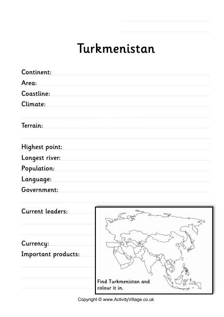 Turkmenistan Fact Worksheet
