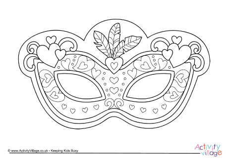 Valentines Mask Colouring Page