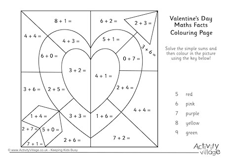 Download Valentine's Day Maths Facts Colouring Page