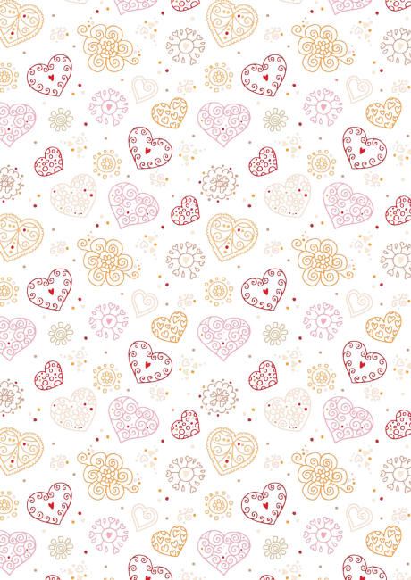 Valentines Day scrapbook paper - heart stamp white