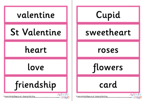 Valentine's Day word cards