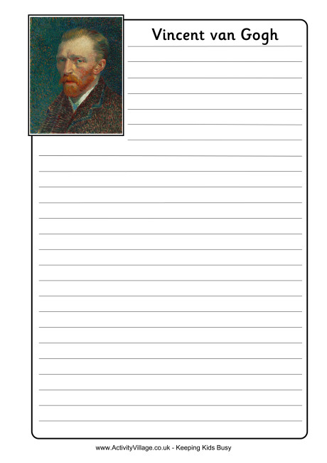 Vincent van Gogh Notebooking Page