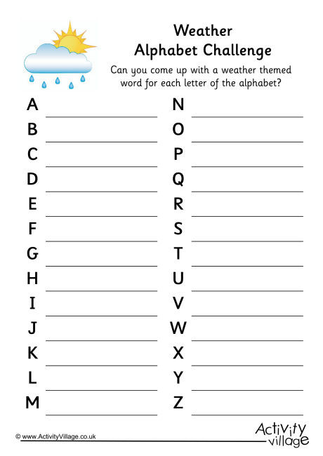 Weather Alphabet Challenge