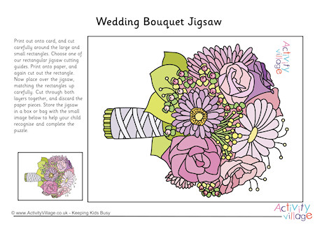Wedding bouquet printable jigsaw