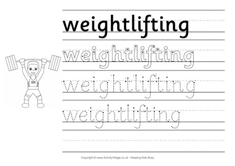 Weightlifting handwriting worksheet