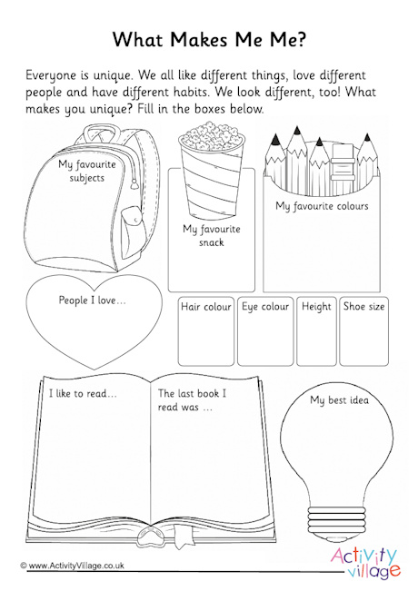 What makes me me worksheet