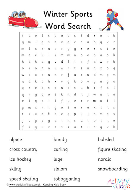 Winter Sports Word Search