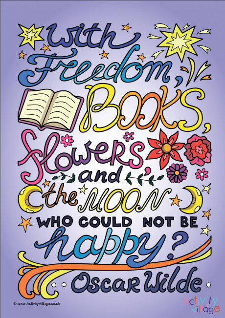 With freedom, books, flowers poster