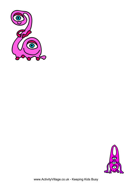 Pink monster writing paper 