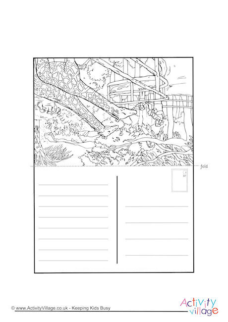Zoo Visit Colouring Postcard
