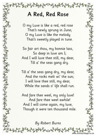 robert burns poetry a red red rose