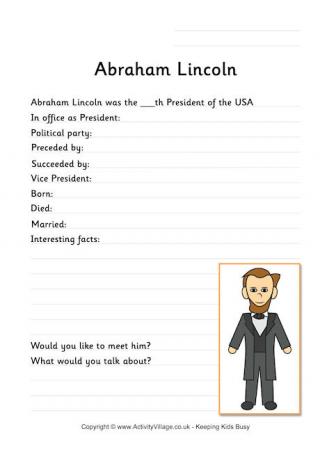 Abraham Lincoln Worksheet