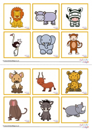African Animal Game Cards