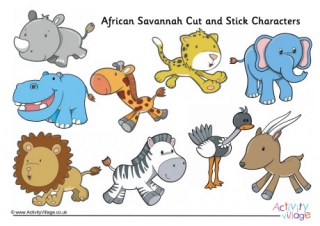 African Savannah Cut and Stick Characters