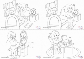 bedtime routine coloring pages