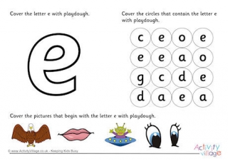 Alphabet Decorate The Letter E Playdough Mat Lower Case