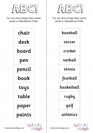 sight word spelling pages alphabetical oder