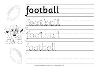 American Football Handwriting Worksheet