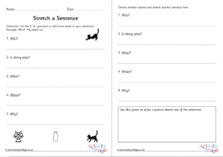 Animals Stretch a Sentence Worksheet KS2