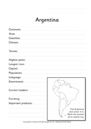 Argentina Fact Worksheet