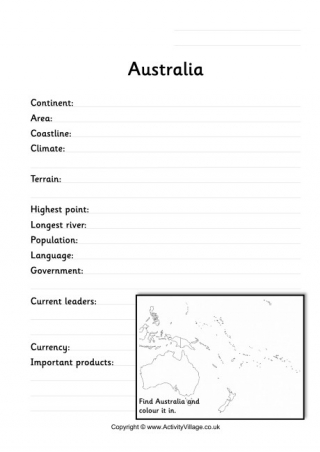 australia map worksheets