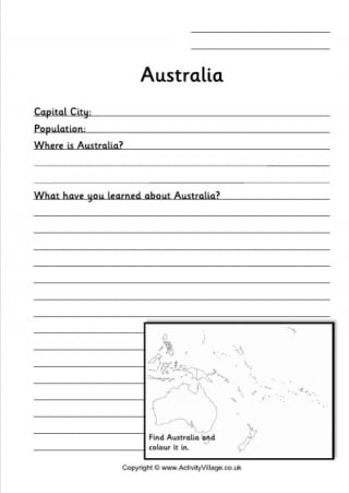 australia location worksheet