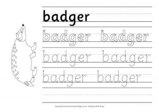 Badger Handwriting Worksheet