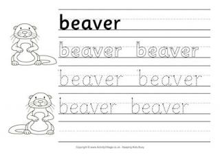 Beaver Handwriting Worksheet