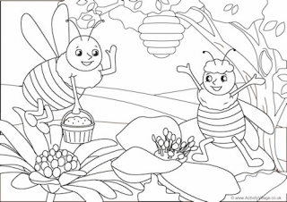 coloring pages with bees