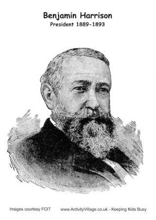  Benjamin Harrison Colouring Page