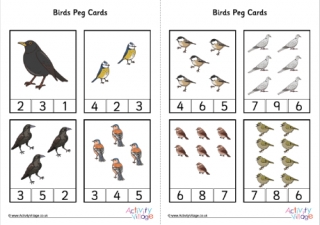 Bird Peg Cards Numbers