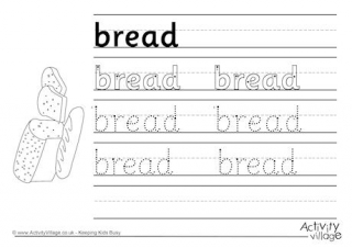 Bread Handwriting Worksheet