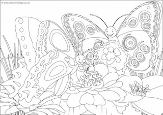 Catching Butterflies Coloring Page