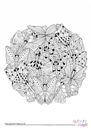 group of butterflies coloring pages