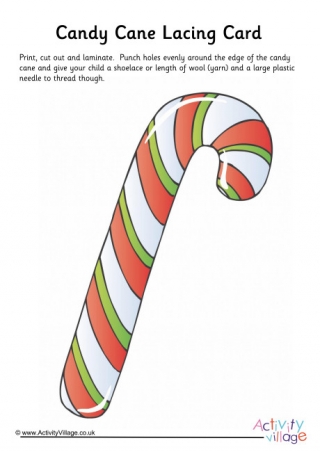 Candy Cane Lacing Card