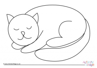 Curled Up Kitten Coloring Pages 3