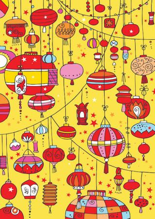 Chinese Lanterns Scrapbook Paper