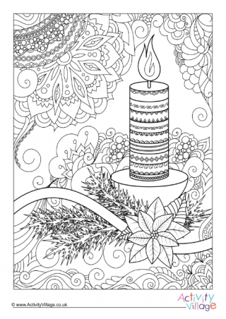 Christmas Candle Colouring Page 2