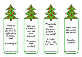 Christmas Tree Jokes Bookmarks 