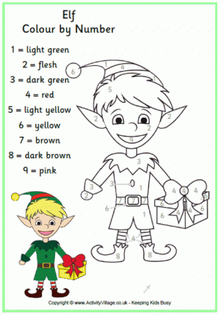 Christmas Elf Colour by Number