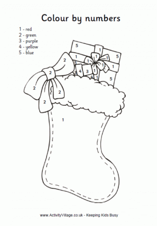 Color By Number Christmas Stocking Coloring Page