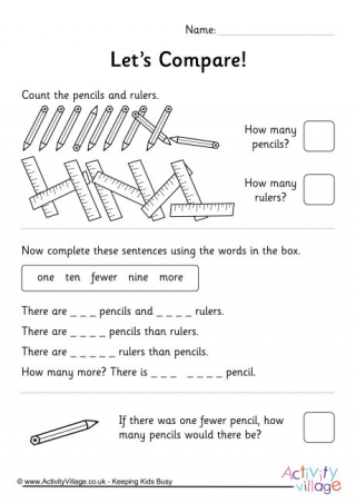 Comparing Numbers Worksheets