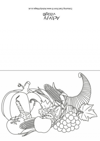 Cornucopia Colouring Card