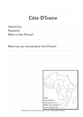 Cote d'Ivoire Printables and Fun Facts for Kids