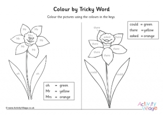 Daffodil Colour by Tricky Words - Phase 5