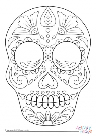 dia de los muertos mask coloring pages