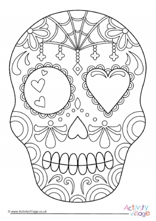 dia de los muertos mask coloring pages