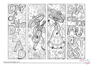 Day of the Dead colouring bookmarks